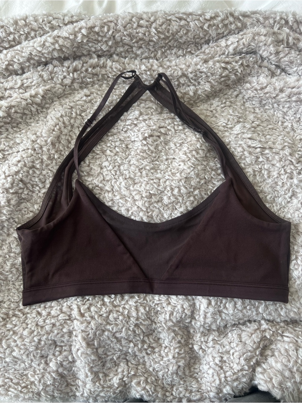 Zara Dark Brown Scoop Neck Sports Bra